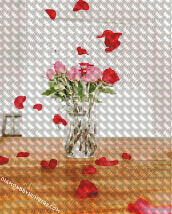 Red-pink-flowers-in-thevase-diamond-painting diamond paintings
