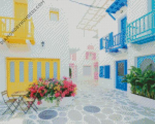 santorini greece buildings diamond paintings