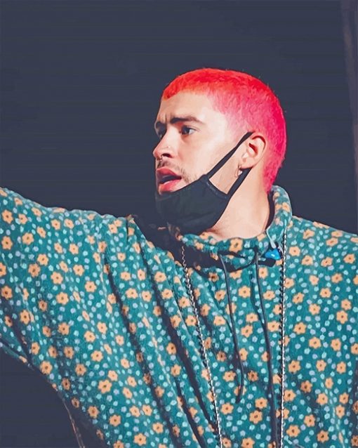 Bad Bunny Pink Hair paint by number