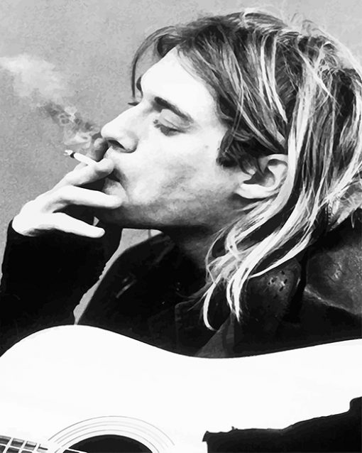 Black And White Kurt Cobain Smoking Paint By Numbers
