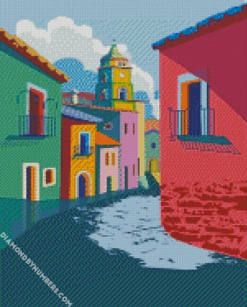 Colorful Houses Illustration diamond paintings