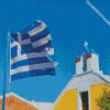 Greek flag Church Santorini Greece diamond painting
