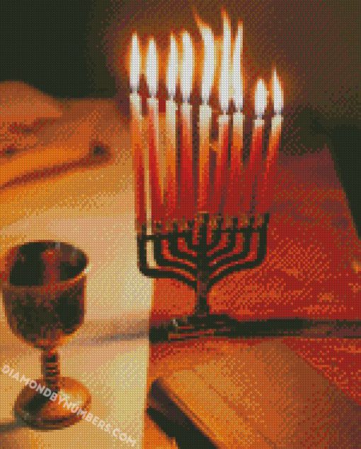 Menorah with book diamond paintings