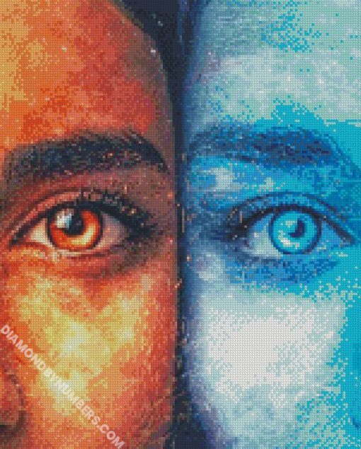 blue and orange eyes diamond paintings