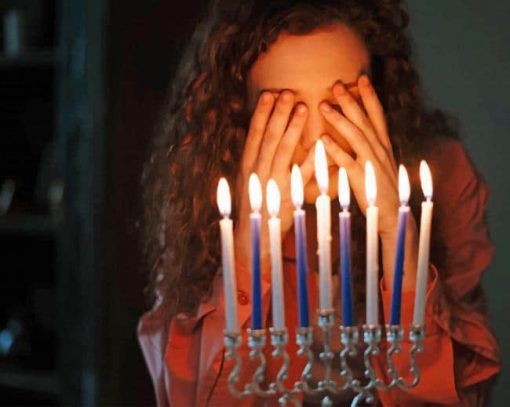 Girl Praying Menorah paint by number