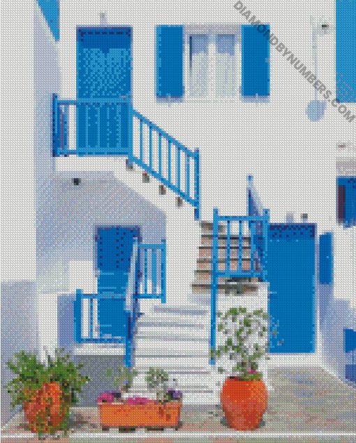 greece beautiful house diamond painting