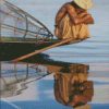 lonely man water reflection diamond painting