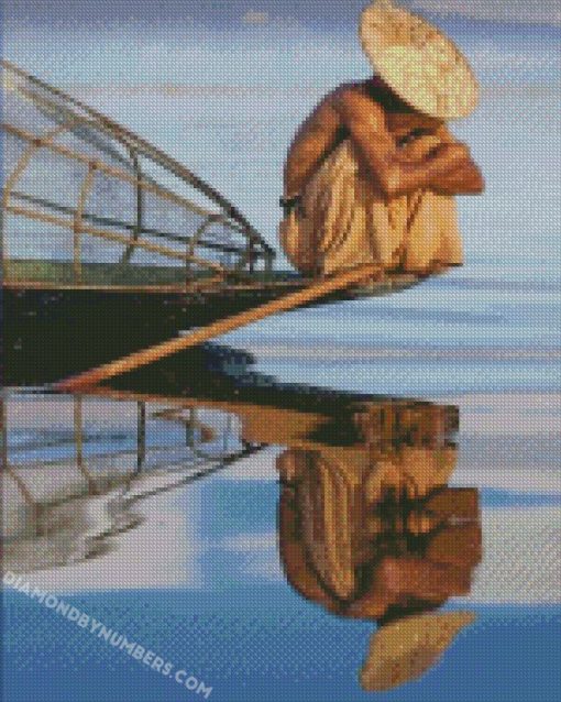 lonely man water reflection diamond painting