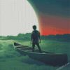 man in a boat silhouette diamond paintings