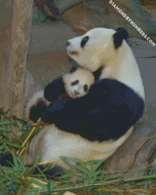 baby and mummy panda diamond painting