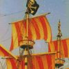 red and white striped pirate ship diamond painting