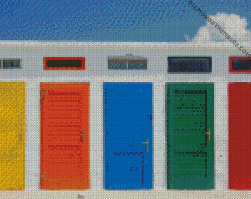 Aesthetic Five Closed Colorful Doors Diamond Painting