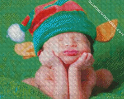 Baby With Elf Beanie diamond paintings