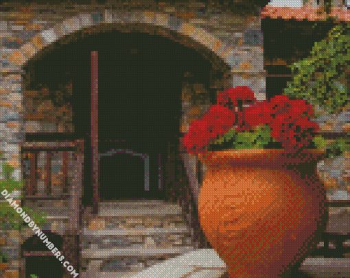 Flower Pot In House Garden diamond painting