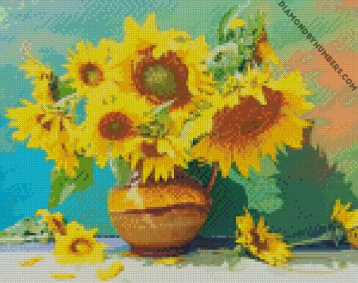 Pot With Many flowers diamond paintings