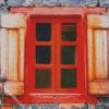Vintage Red House Window diamond painting