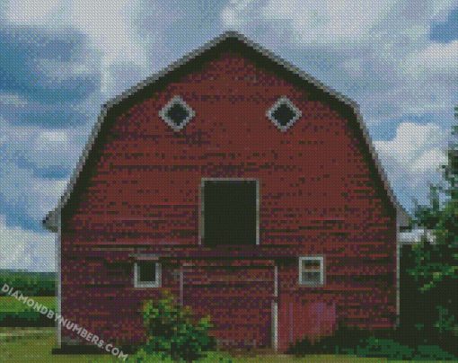 red wooden barn diamond painting