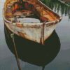 rusted river boat on clear water diamond paintings