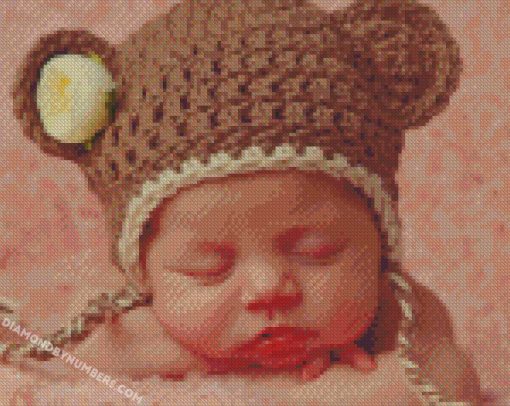 sleepy newborn baby With Wool Hat diamond painting
