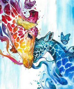 Colorful Giraffe And Her Babe - 5D Diamond Paintings