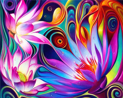 Abstract Colorful Flowers Paint by numbers