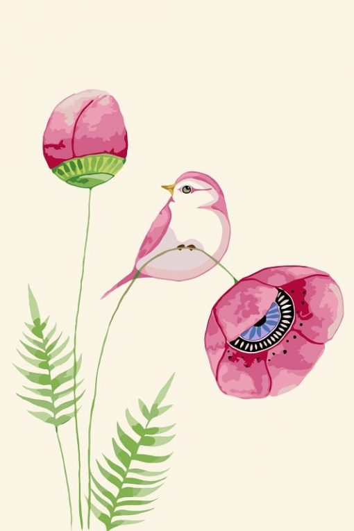 Peony Flower And Bird Paint by numbers