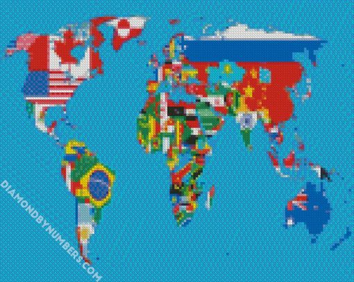 World Map With Flags diamond painting