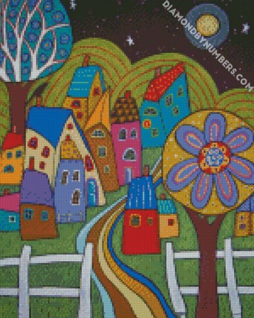 beautiful houses at night diamond paintings