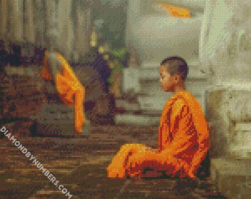 child meditating diamond painting