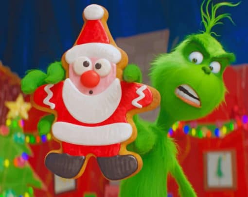 Max The Grinch Holding Santa paint by numbers