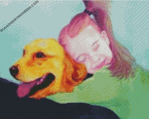 Golden Retriever With Girl Animals diamond painting