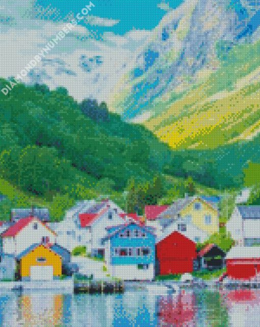 Norway colored houses diamond paintings