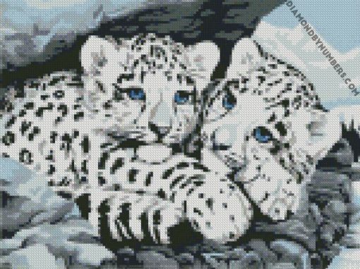Snow White Leopard Cubs diamond paintings