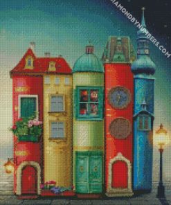 aesthetic books houses diamond paintings