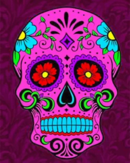 Aesthetic Folk Art Skull paint by numbers