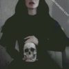 gothic girl carrying a skull diamond painting