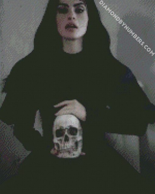 gothic girl carrying a skull diamond painting