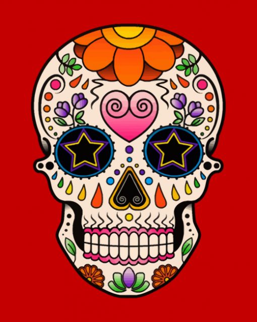 White Folk Art Skull Paint by numbers
