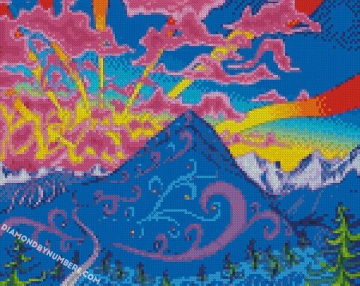 nature mountain trippy art diamond paintings