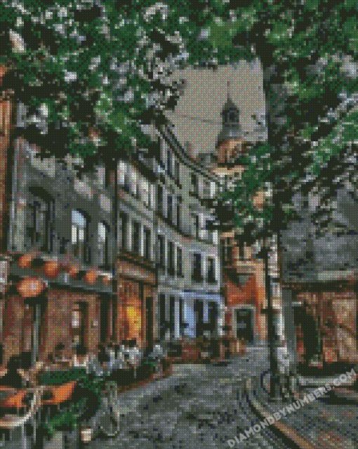 riga city by night diamond paintings