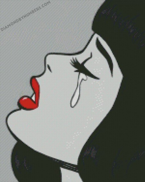 Black and White Crying Girl diamond painting