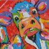 Colorful Cow Eating a Flower diamond paintings