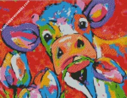 Colorful Cow Eating a Flower diamond paintings