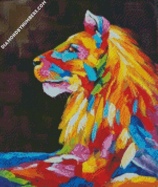 Colorful King Lion Animals diamond painting