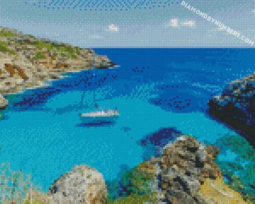Yacht in mediterranean sea diamond painting