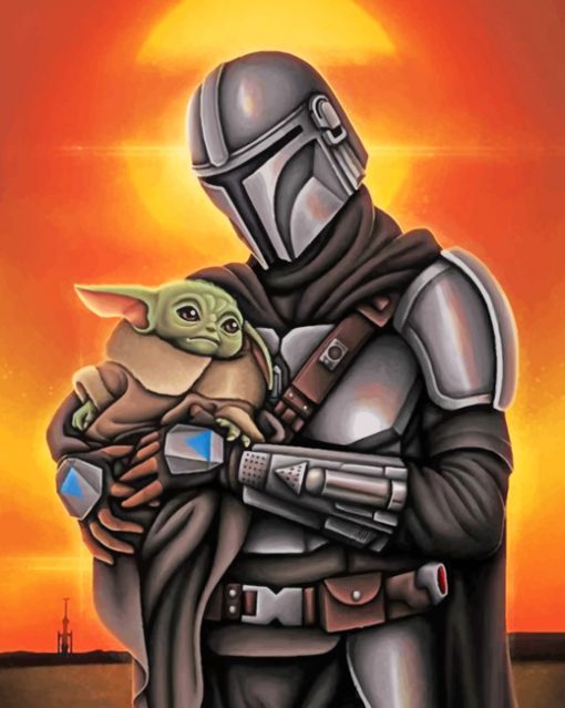 Baby Yoda And The Mandalorian paint by numbers