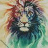colorful lion head diamond painting
