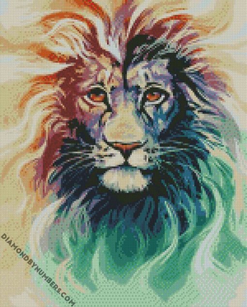 colorful lion head diamond painting