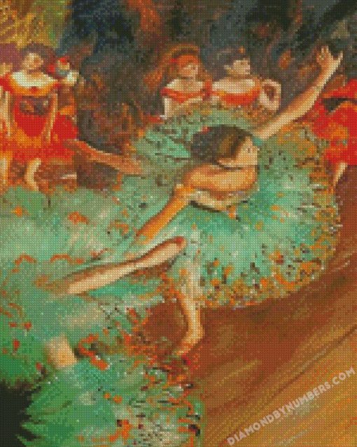 degas dancers backstage green ballerinas diamond painting