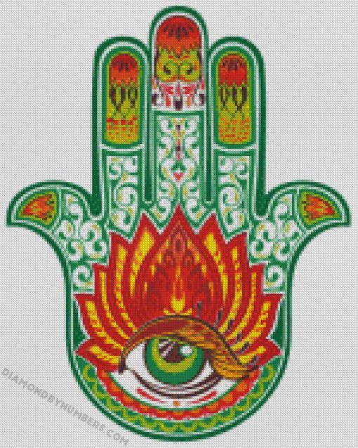 green hamsa diamond painting